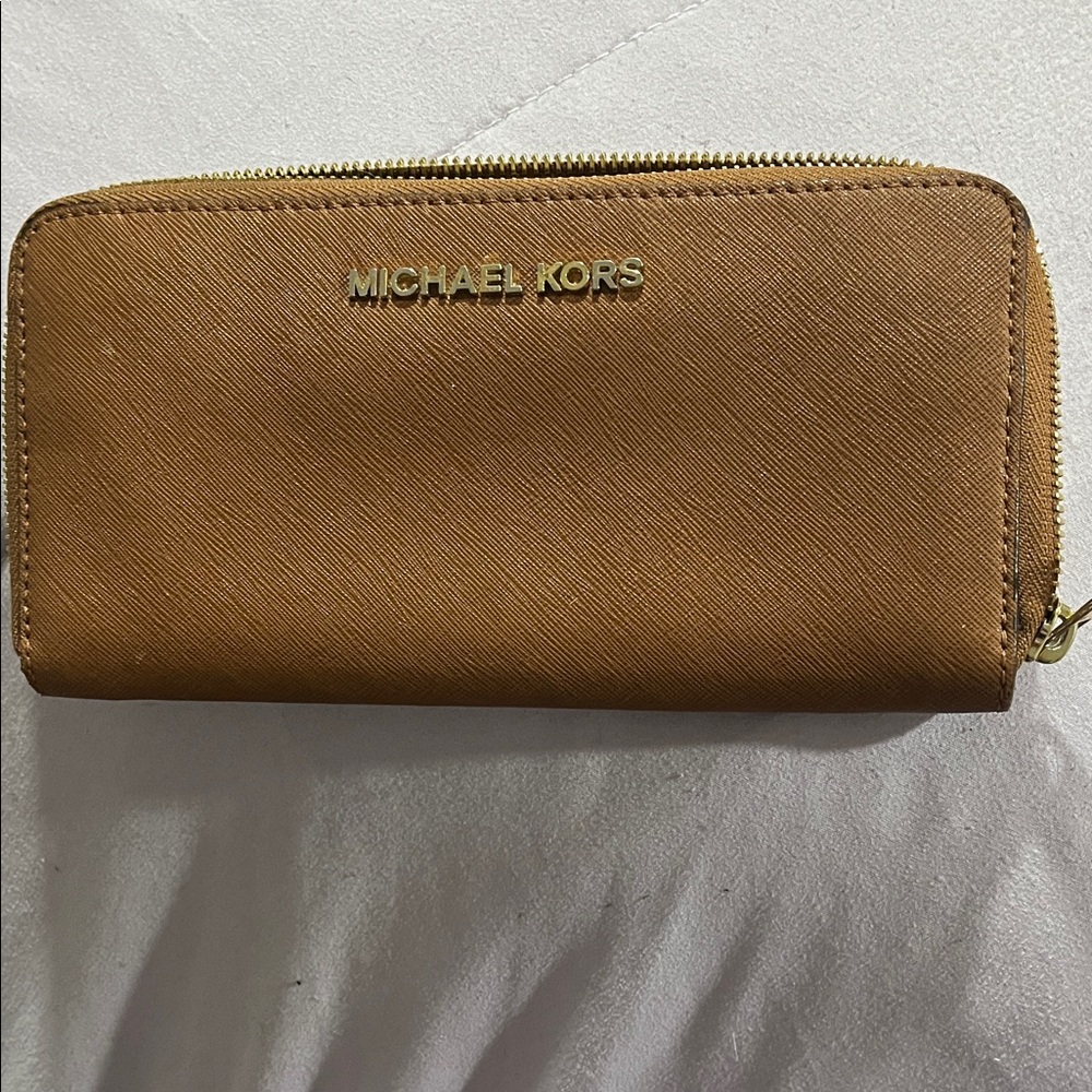 Michael Kors Tan Zip-Around Wallet